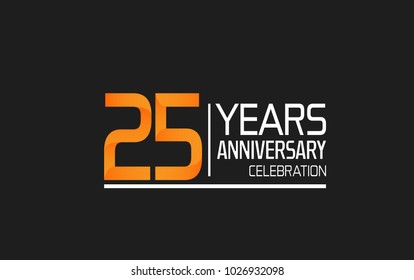 25 years anniversary simple design celebration with orange color and white isolated on black background