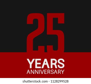 25 years anniversary simple design red number on black background for celebration template