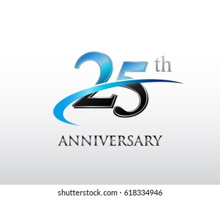 25 years anniversary Template logo with swoosh