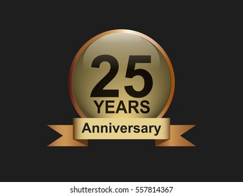 25 years anniversary vector design on black background