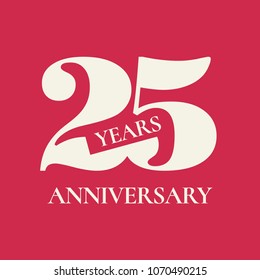 25 years anniversary vector icon,  logo. Design element with red color background and number for 25th anniversary 