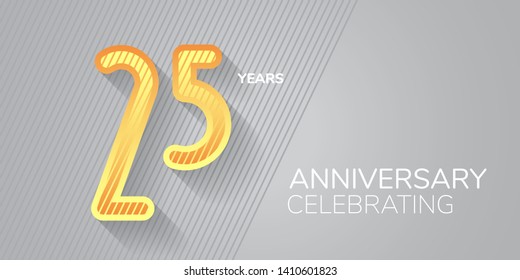 25 years anniversary vector icon,  logo. Neon number and bodycopy for 25th anniversary greeting card, invitation 