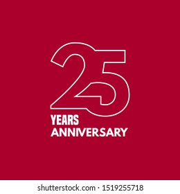 25 years anniversary vector icon,  logo. Graphic design element with number and text composition for 25th anniversary 