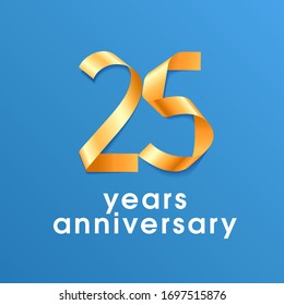 25 Jahre Jubiläum Vektorillustration Symbol, Logo. Design-Element mit goldenem Band zum 25. Jubiläum