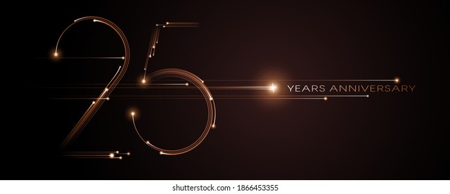 25 years anniversary vector icon, logo. Graphic design element with modern light number on isolated background for 25th anniversary