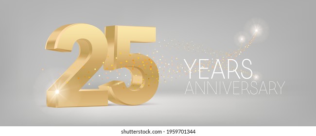 25 years anniversary vector icon, logo. Isolated graphic design with 3D number for 25th anniversary birthday card or symbol