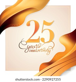 25 years anniversary vector icon, logo. Isolated elegant design with lettering and number for 25th anniversary birthday card or symbol