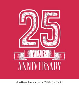 25 years anniversary vector icon, logo. Graphic design element with number and text composition for 25th anniversary. Suitable for card or packaging