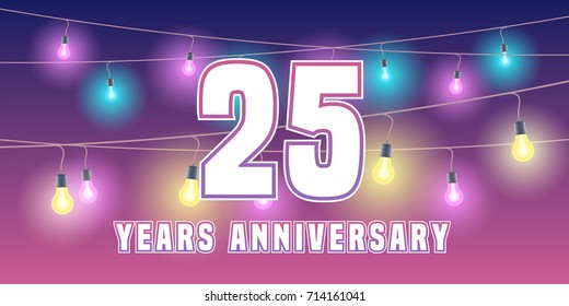 25 years anniversary vector icon, banner. Graphic design element or logo with abstract background for 25th anniversary