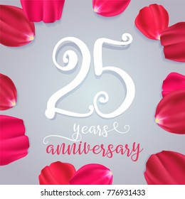 25 years anniversary vector icon, logo. Graphic design element with numbers for 25th birthday or wedding anniversary greeting card