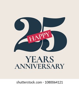 25 years anniversary vector logo, icon. Template design element, symbol with number for 25th anniversary greeting card 