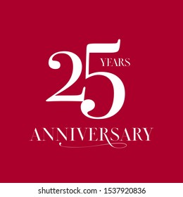 25 years anniversary vector logo, icon. Design element with number for 25th anniversary greeting card or banner 