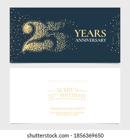 25 years anniversary vector logo, icon. Graphic design element with number for 25th anniversary greeting card or banner