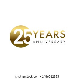 25 years anniversary vector template design illustration. 25th year anniversary gold numbers. Greetings, ribbon, celebrates. Celebrating 2nd, 5th place idea. Golden traditional digital logotype