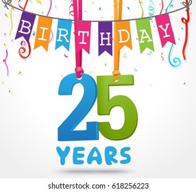 25 Years Birthday Celebration greeting card Design