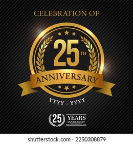 25 years celebration anniversary logo vector isolated on black background