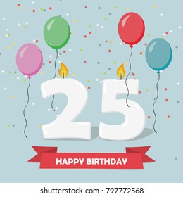 25 Years Celebration Happy Birthday Greeting Stock Vector (Royalty Free ...