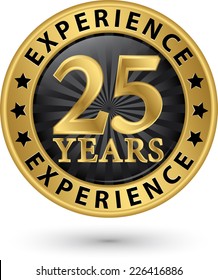 25 years experience gold label, vector illustration 