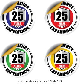 25 years experience sticker, button, label and sign set - vector