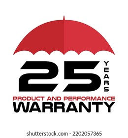 	
25 Years global warranty vector art illustration with red color and with fantastic font and white background