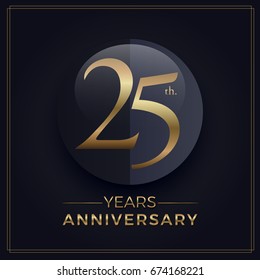 25 years gold and black anniversary celebration simple logo template on dark background