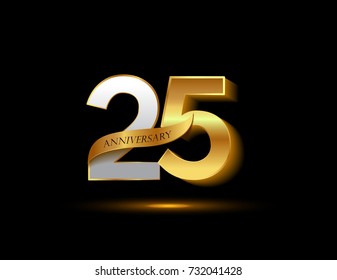 25 Years Golden Anniversary Logo Celebration With Ribbon