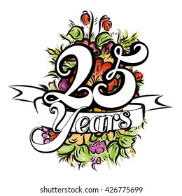 25 Years Nice Bouquet Flowers Greeting Stock Vector (Royalty Free ...