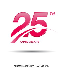 25 years pink anniversary. business, coorporate, wedding, love, valentine logo celebration