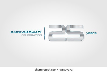 25 years silver anniversary celebration logo, isolated on dark white background