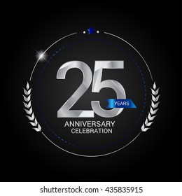 25 Years Silver Anniversary Logo, Low Poly Design Number