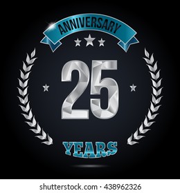 25 Years Silver Anniversary Logo, Low Poly Design Number