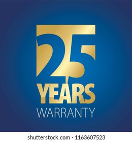 25 Years Warranty gold blue logo icon button stamp vector