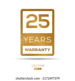 25 years warranty seal stamp, vector label.