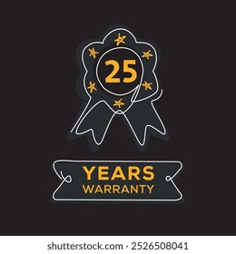 25 years warranty seal stamp, vector label.