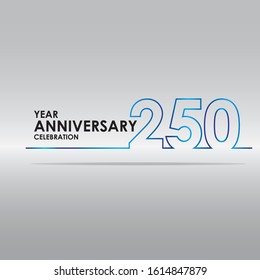 250 year anniversary celebration logotype. anniversary logo with blue and black color isolated on silver background, vector design for celebration, invitation card, and greeting card