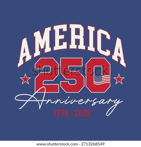 250 years Anniversary typography template design to celebrate Independence Day of America on 4th July. Fourth of July banner, poster, card. Number 250 editable text vector illustration.