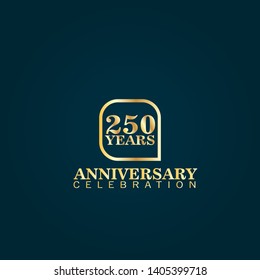 250 years celebration logo. golden 250th anniversary logo.designed for celebration card, greeting card and invitation card