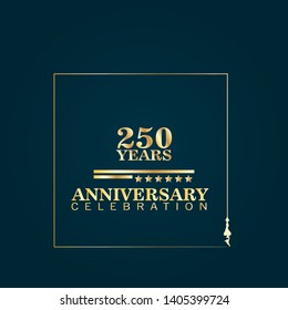 250 years celebration logo. golden 250th anniversary logo.designed for celebration card, greeting card and invitation card
