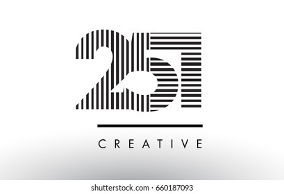 251 Black and White Number Logo Design with Vertical and Horizontal Lines.