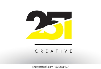 251 Black and Yellow Number Logo Design cut in half.