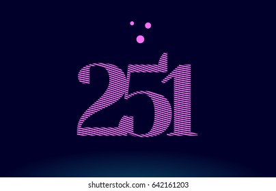 251 number digit logo pink line stripes magenta purple blue font creative text dots company vector icon design