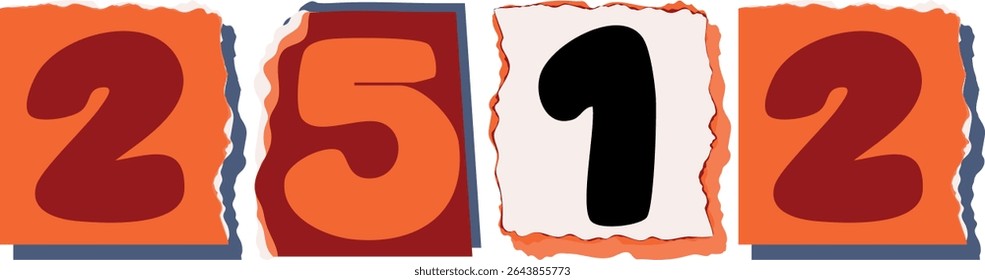 2512 Retro torn paper number Design art
