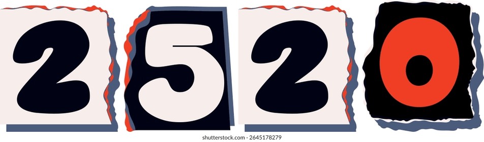 2520 Retro torn paper number Design art