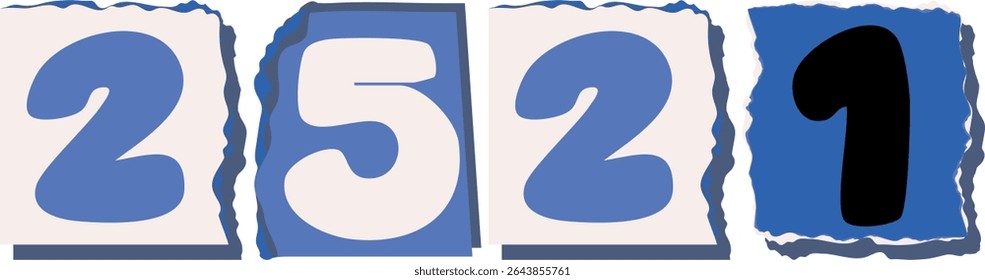 2521 Retro torn paper number Design art
