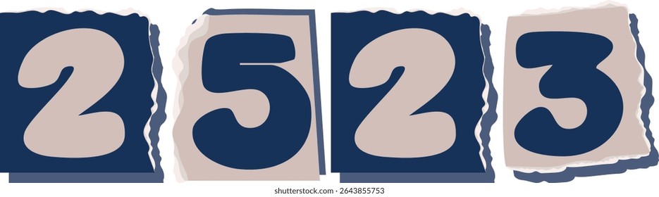 2523 Retro torn paper number Design art