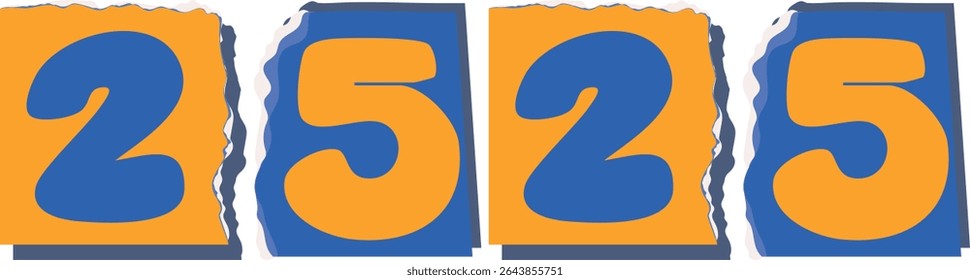 2525 Retro torn paper number Design art