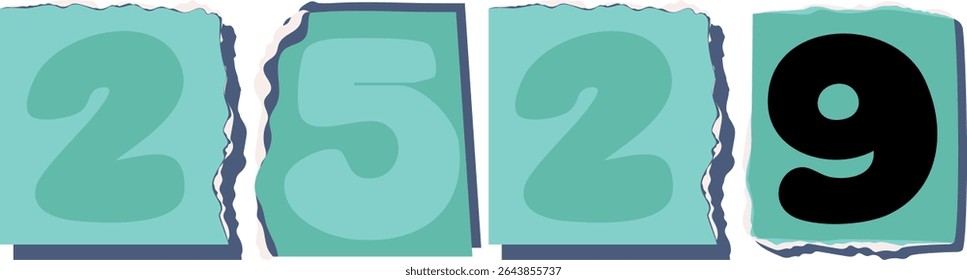 2529 Retro torn paper number Design art