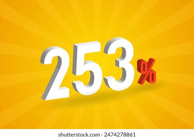 253% discount 3D text for sells and promotion.