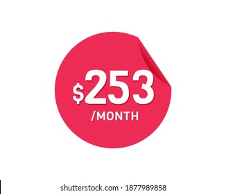 $253 Dollar Month. 253 USD Monthly sticker