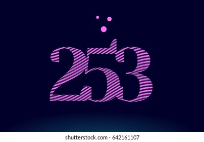 253 number digit logo pink line stripes magenta purple blue font creative text dots company vector icon design